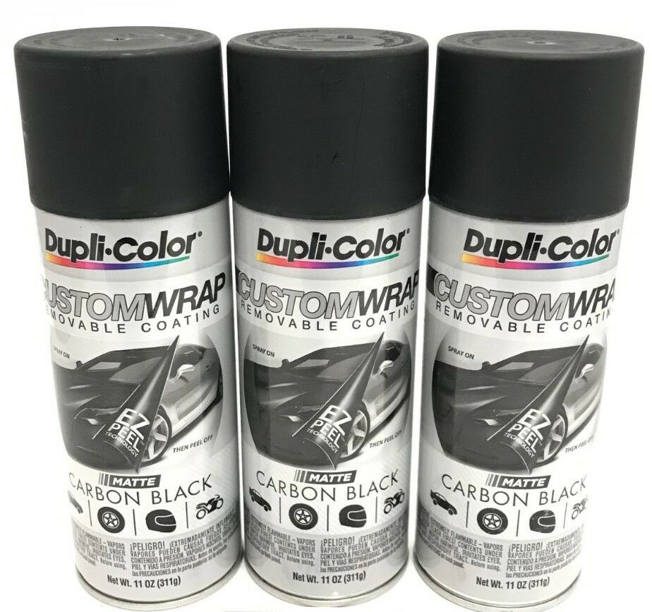 Duplicolor CWRC794 - 3 Pack Custom Wrap Removable Paint Carbon Black Matte - 11 oz