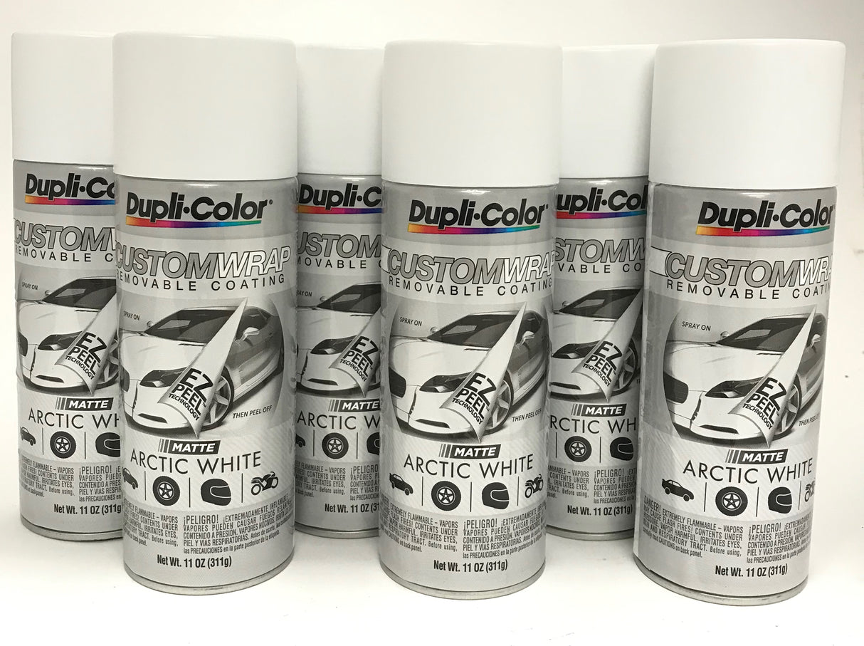 Duplicolor CWRC798 - 6 Pack Custom Wrap Removable Paint Matte Arctic White - 11oz