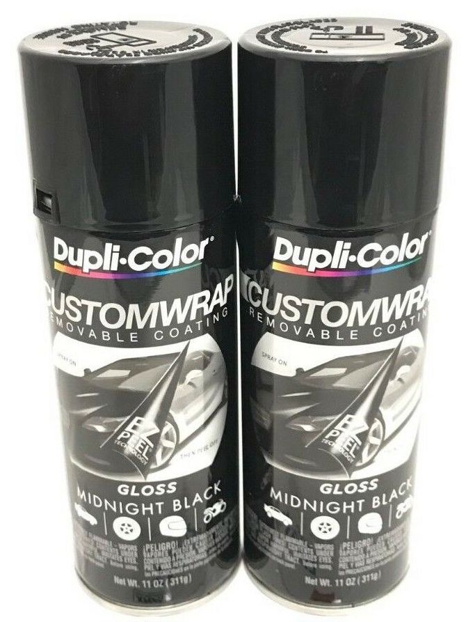Duplicolor CWRC840 - 2 Pack Custom Wrap Removable Paint Gloss Midnight Black - 11 oz