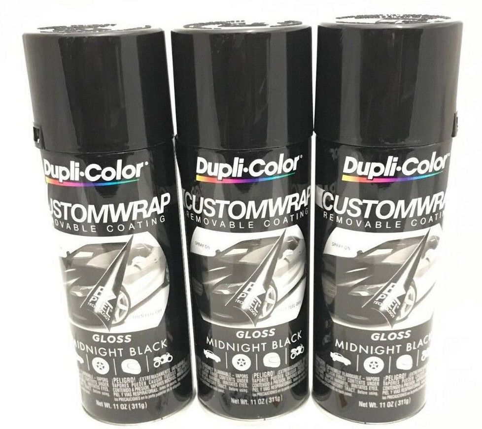 Duplicolor CWRC840 - 3 Pack Custom Wrap Removable Paint Gloss Midnight Black - 11 oz