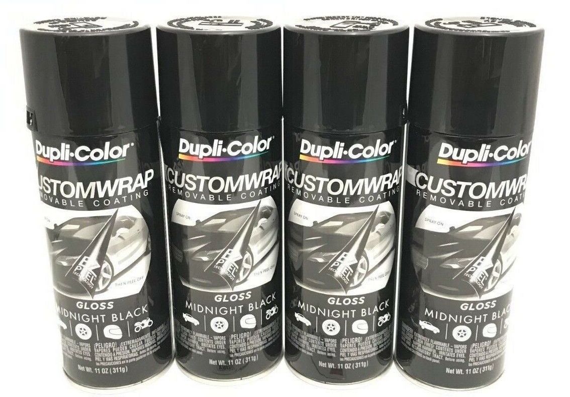 Duplicolor CWRC840 - 4 Pack Custom Wrap Removable Paint Gloss Midnight Black - 11 oz