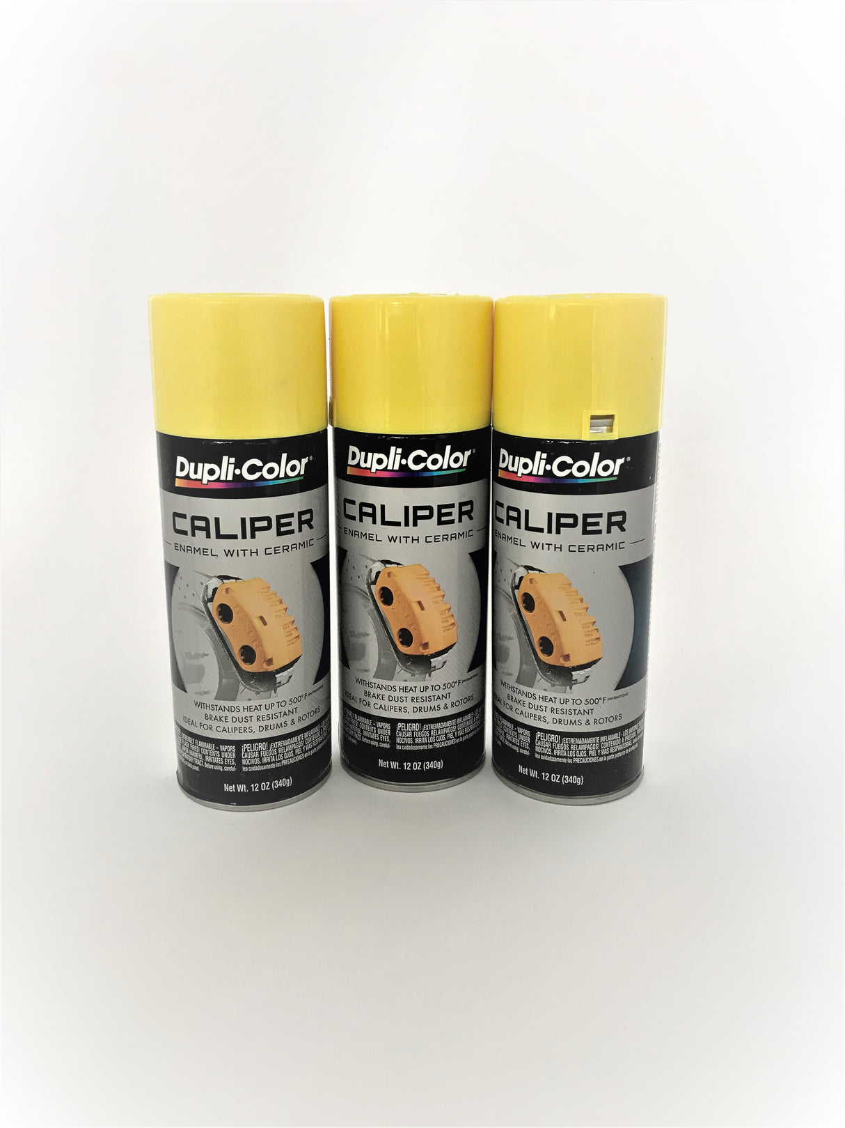 Duplicolor BCP101 - 3 Pack Caliper Spray Paint Yellow with Ceramic - 12 oz