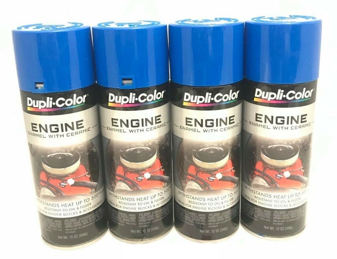 Duplicolor DE1601 - 4 Pack Engine Enamel Paint with Ceramic Ford Blue - 12 oz