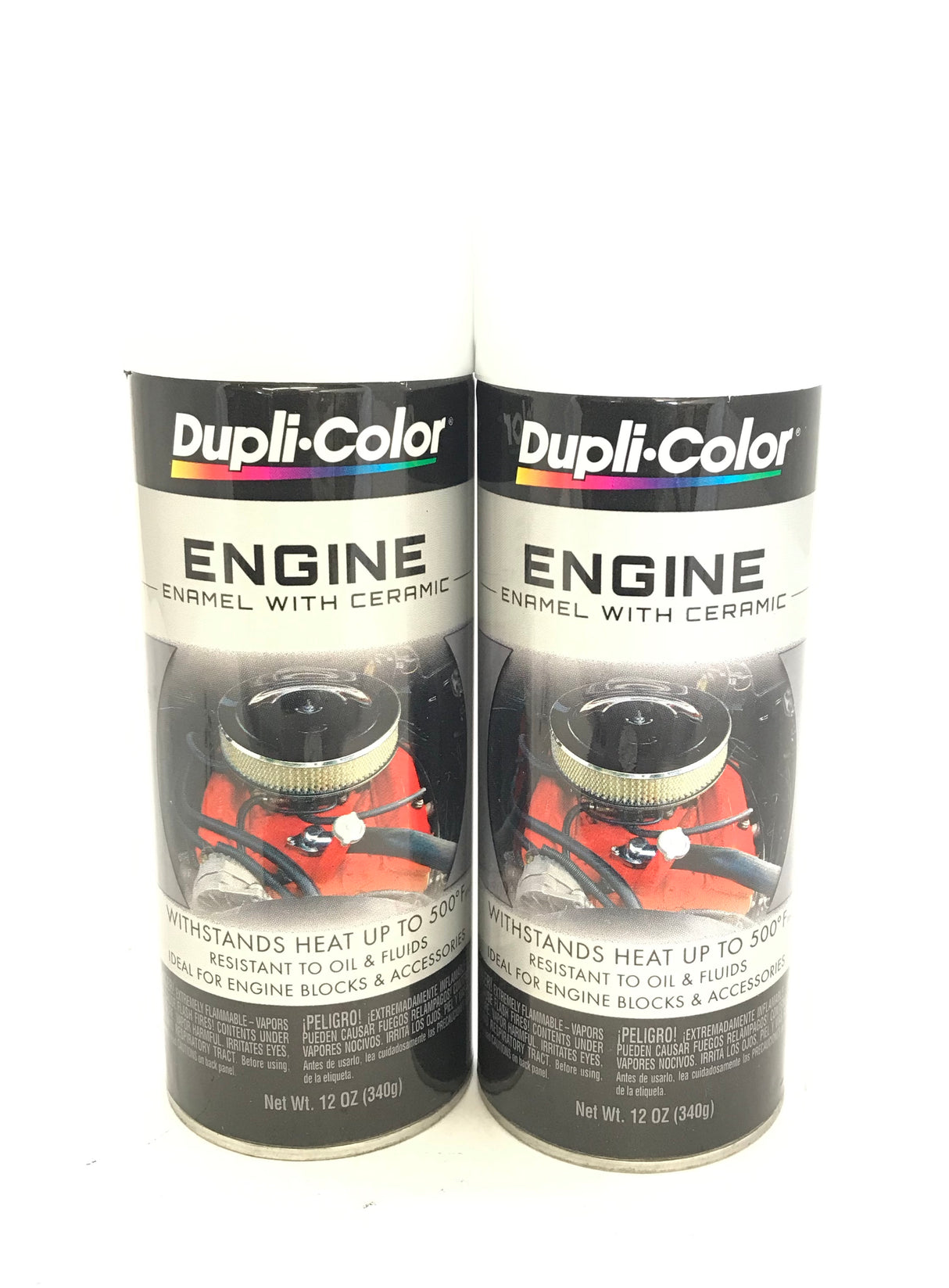 Duplicolor DE1602 - 2 Pack Engine Enamel Paint with Ceramic Universal White - 12 oz
