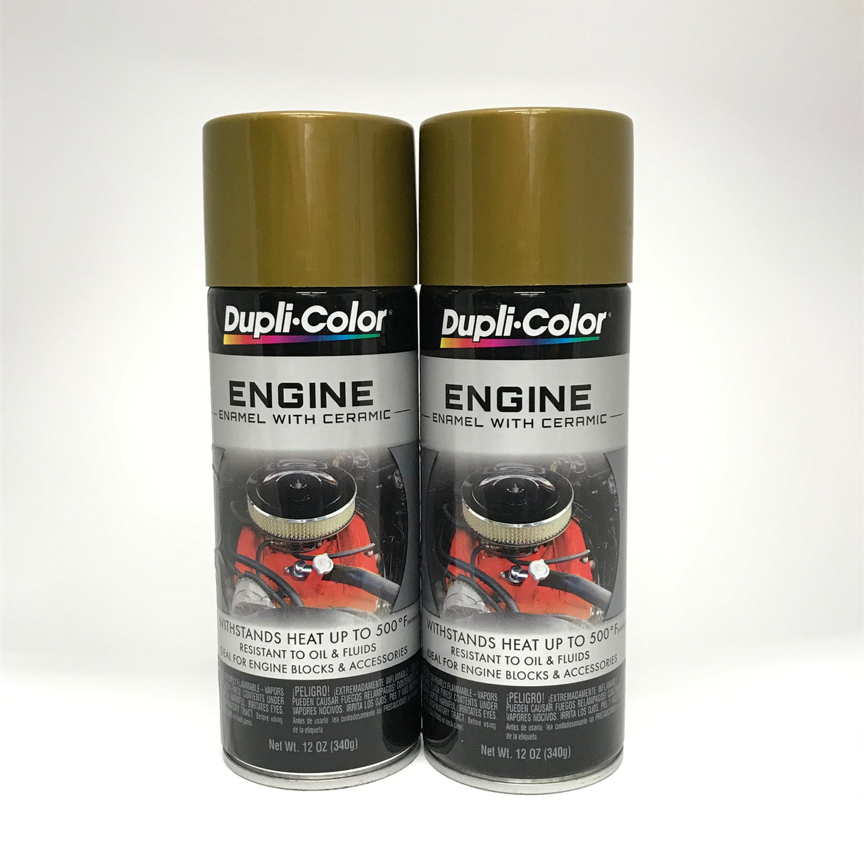 Duplicolor DE1604 - 2 Pack Engine Enamel Paint with Ceramic Universal Gold -12 oz