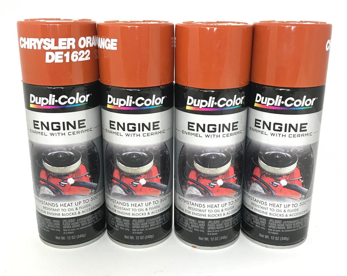 Duplicolor DE1622-4 PACK CHRYSLER ORANGE Engine Enamel Paint with Ceramic - 12 oz Aerosol