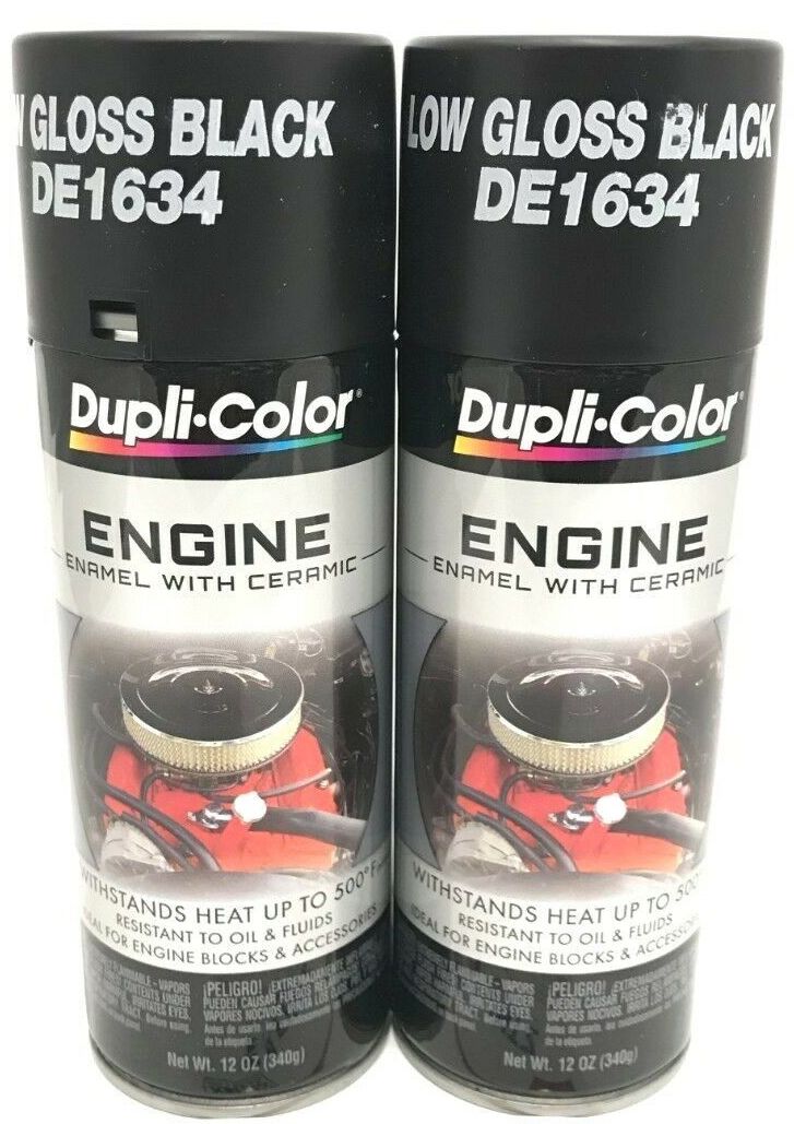 Duplicolor DE1634-2 Pack Engine Enamel with Ceramic Low Gloss Black Color - 12 oz