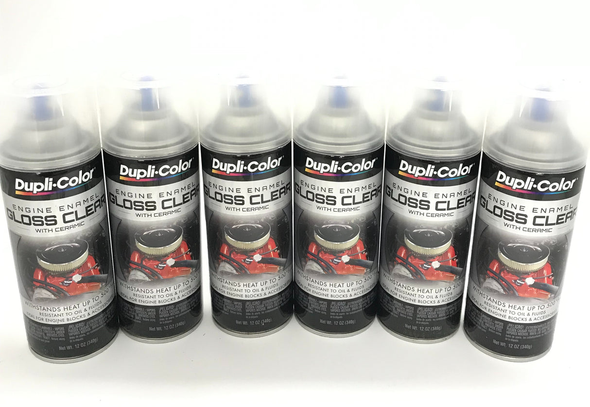 Duplicolor DE1636-6pack Engine Enamel with Ceramic Gloss Clear color - 12 oz Aerosol Can