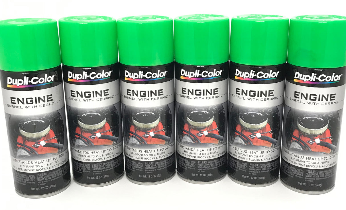 Duplicolor DE1641-6pack Engine Enamel with Ceramic Grabber Green color - 12 oz Aerosol Can