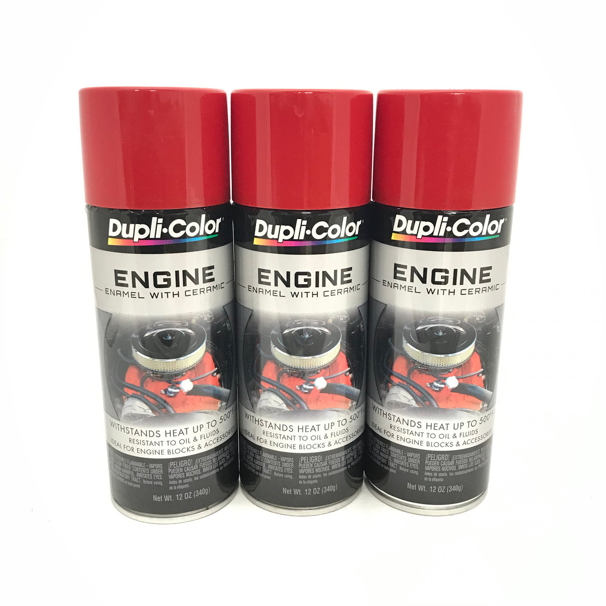 Duplicolor DE1653-3 PACK Engine Enamel with Ceramic Red color - 12 oz Aerosol Can