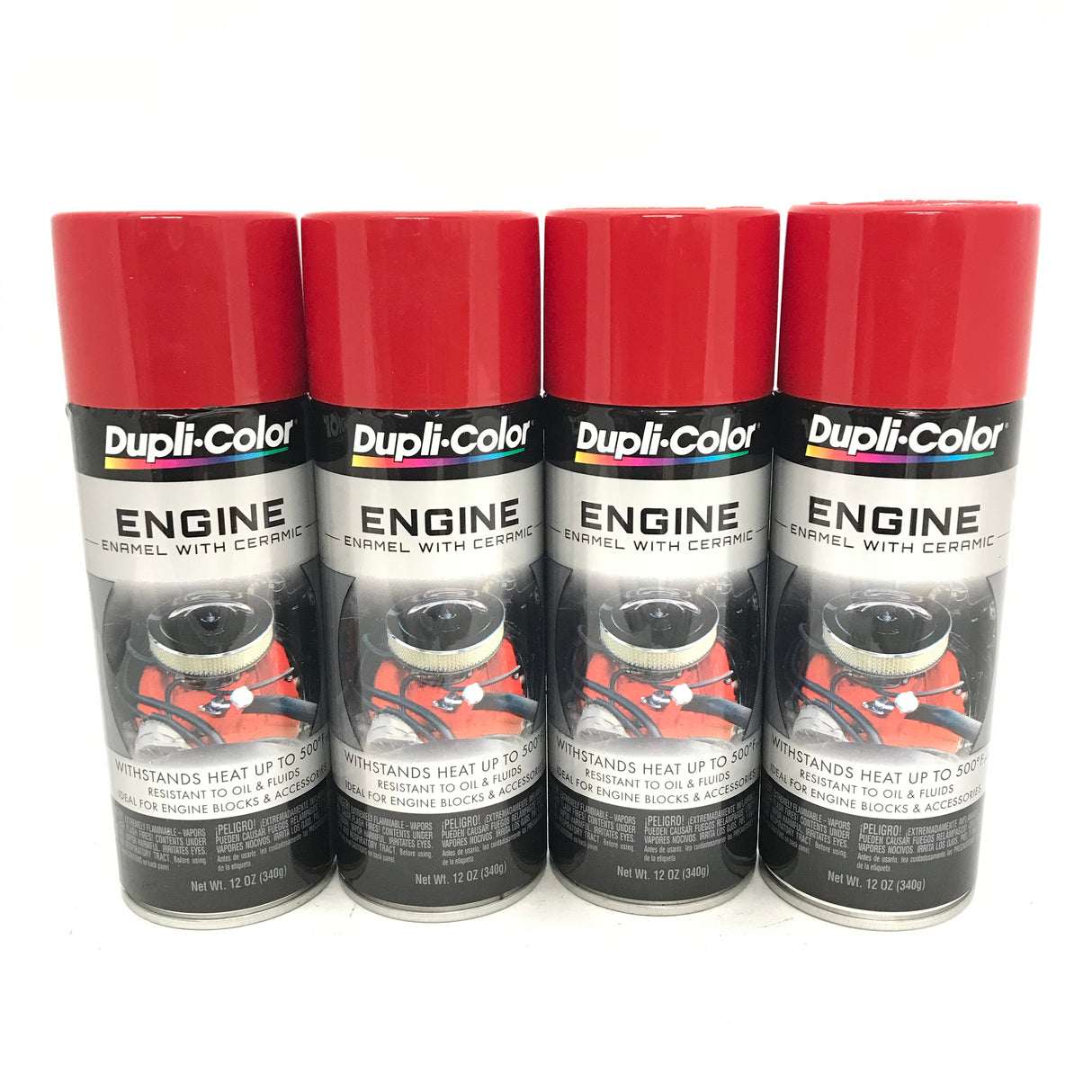 Duplicolor DE1653-4 PACK Engine Enamel with Ceramic Red color - 12 oz Aerosol Can