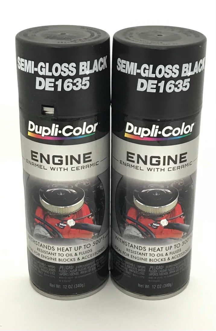 Duplicolor DE1635-2 PACK Engine Enamel with Ceramic Semi Gloss Black color - 12 oz Aerosol Can