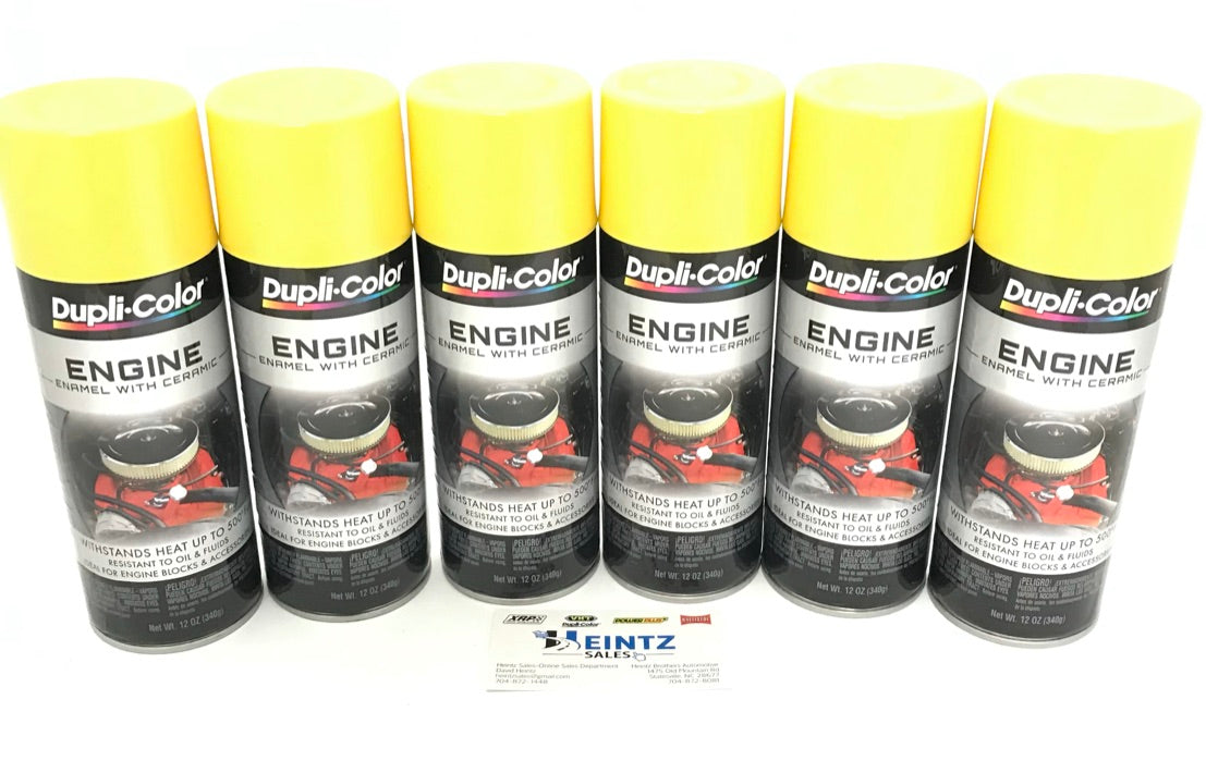 Duplicolor DE1642-6 Pack Engine Enamel with Ceramic Daytona Yellow Color - 12 oz Aerosol Can