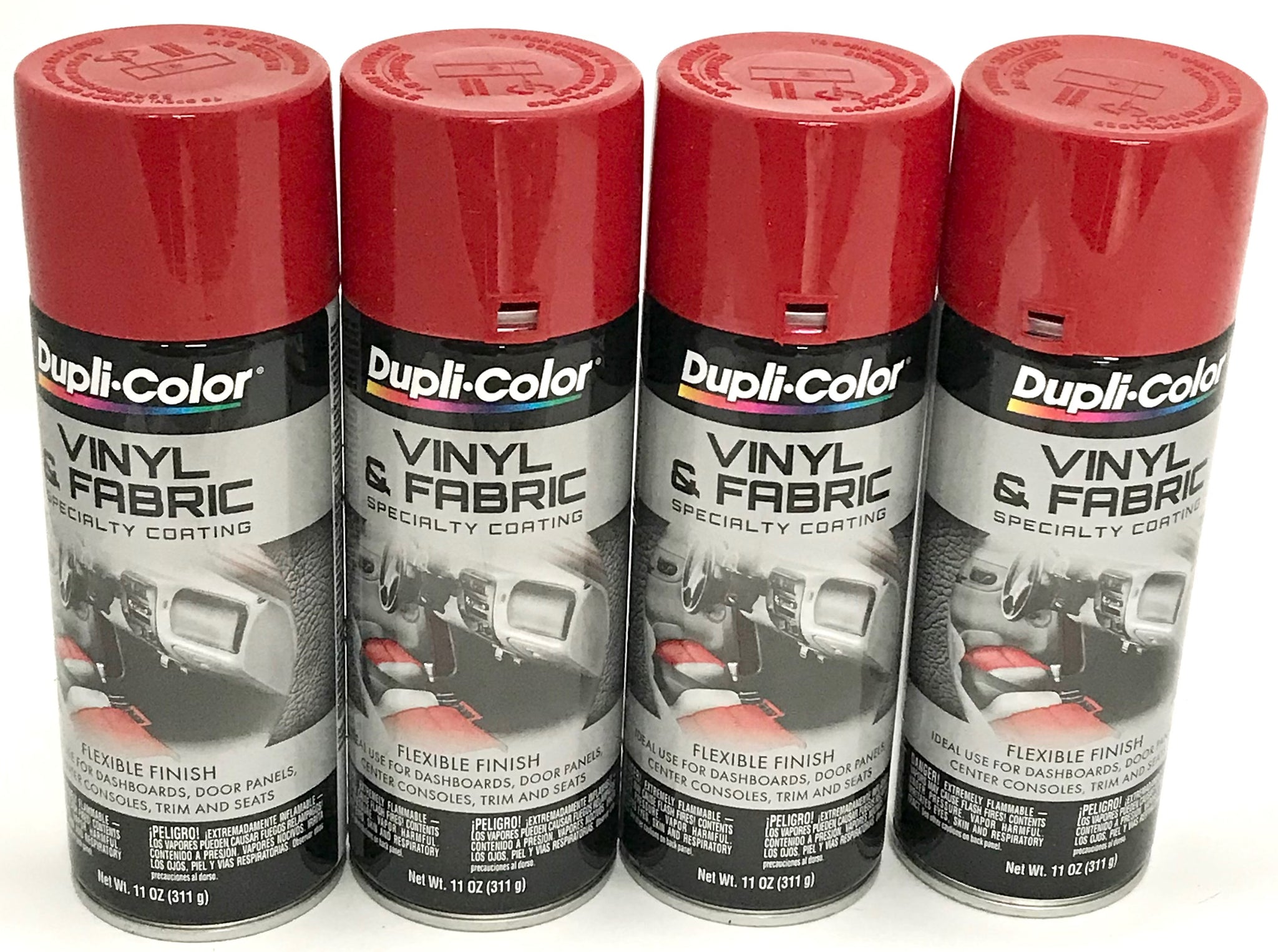 Duplicolor HVP100 4 Pack Vinyl & Fabric Spray Paint Red 11 oz