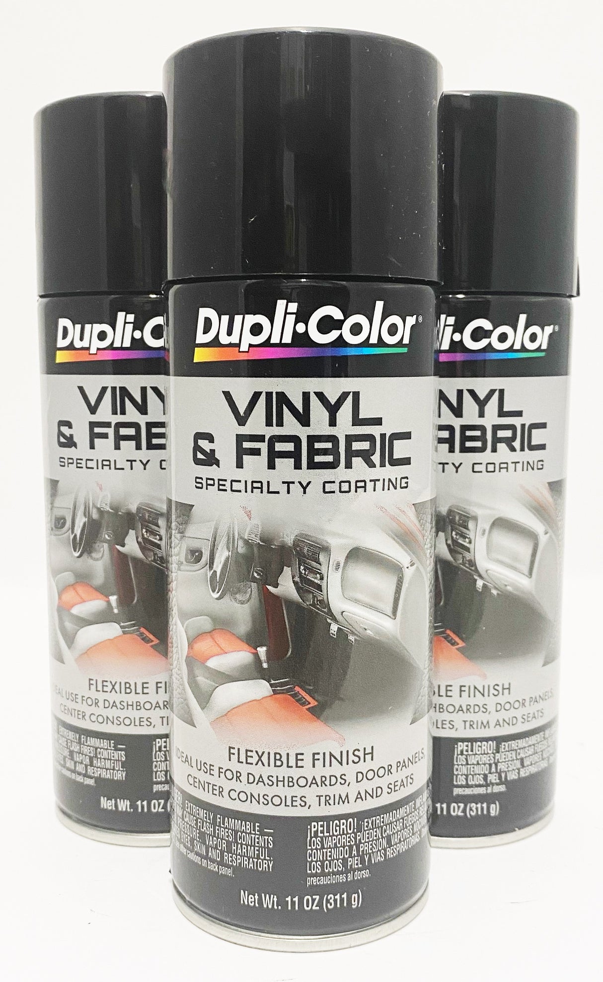 Duplicolor HVP104 - 3 Pack Vinyl & Fabric Spray Paint Gloss Black - 11 oz