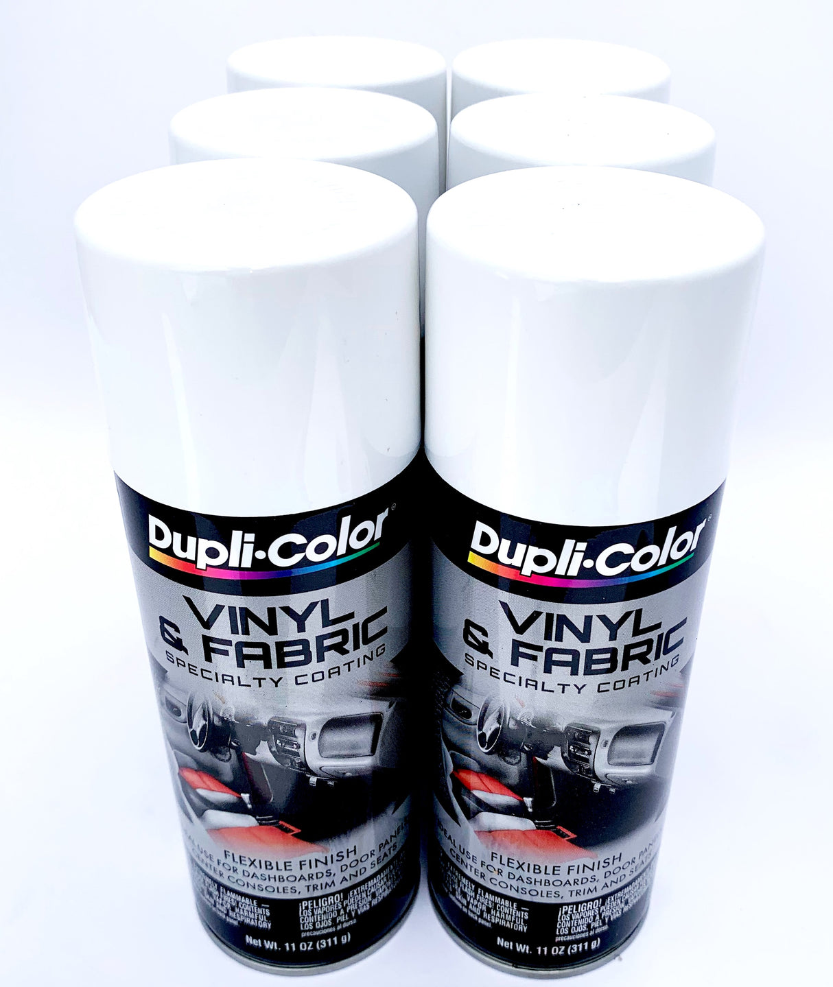 Duplicolor HVP105 - 6 Pack Vinyl & Fabric Spray Paint White - 11 oz