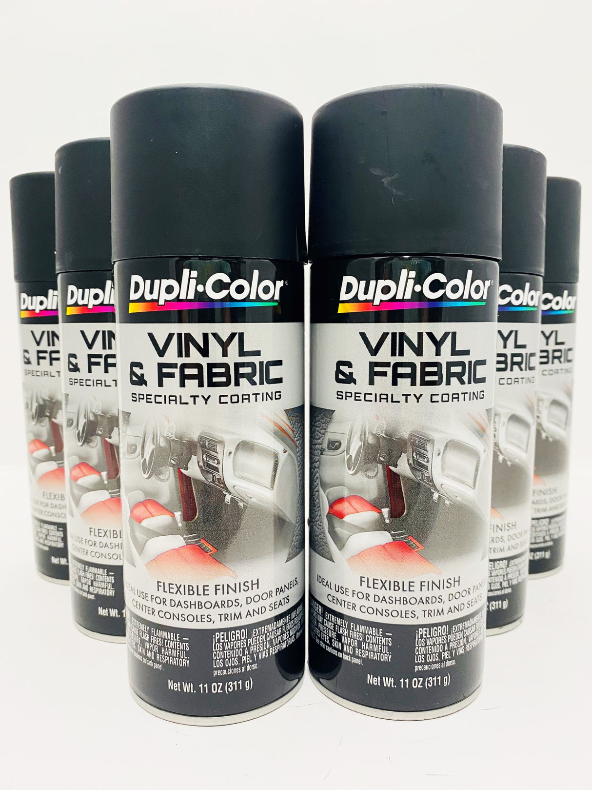 Duplicolor HVP106 - 6 Pack Vinyl & Fabric Spray Paint Flat Black - 11 –  Heintz Sales