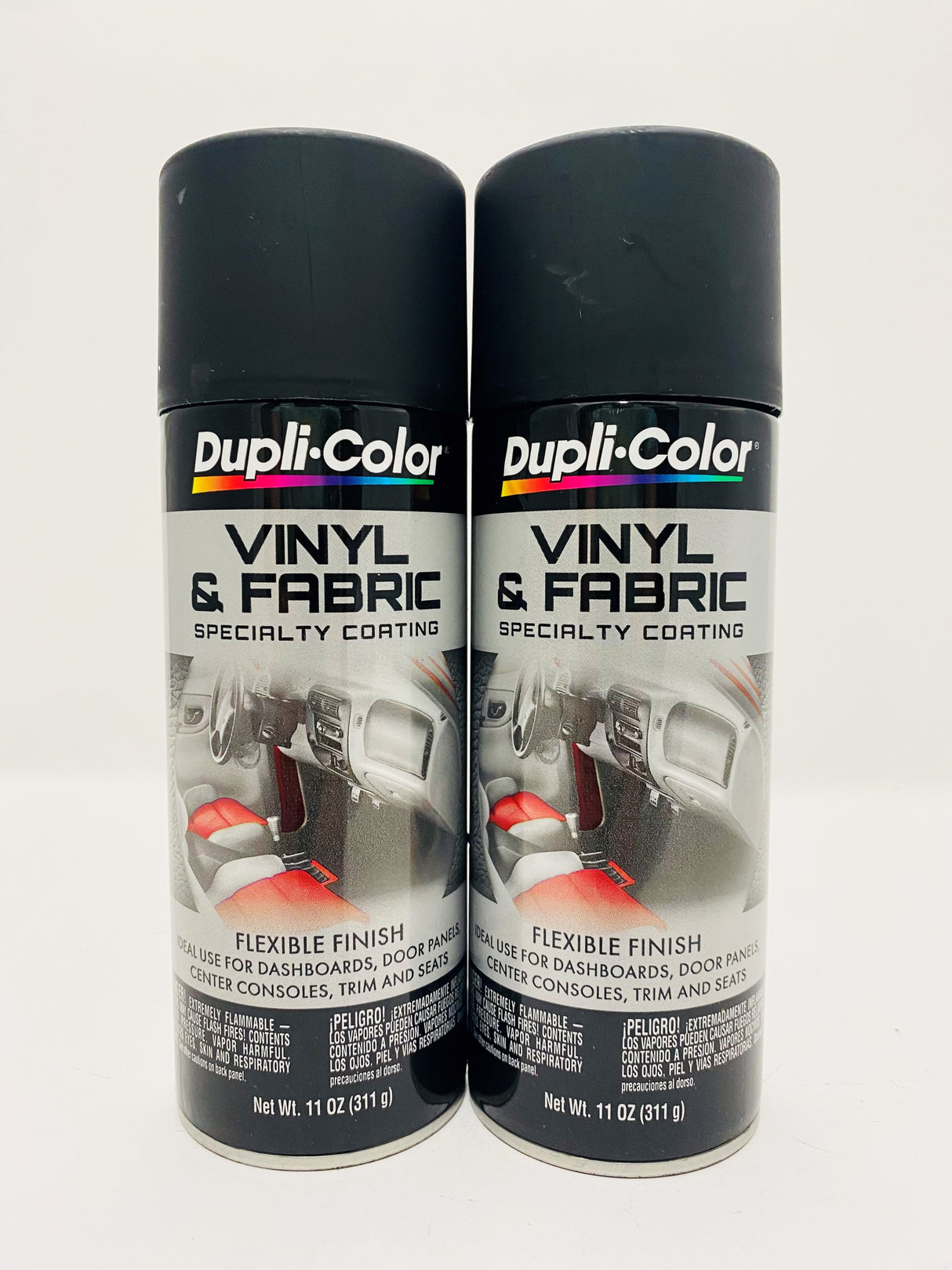 Duplicolor HVP106 - 2 Pack Vinyl & Fabric Spray Paint Flat Black - 11 oz