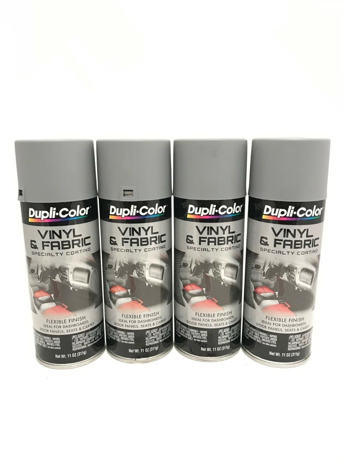 Duplicolor HVP109 - 4 Pack Vinyl & Fabric Spray Paint Medium Gray - 11 oz