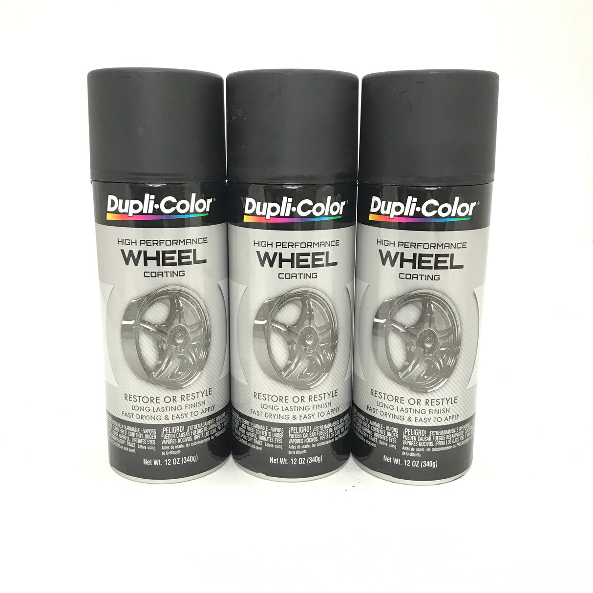 Duplicolor HWP104 - 3 Pack Wheel Coating Spray Paint Satin Black - 12 oz