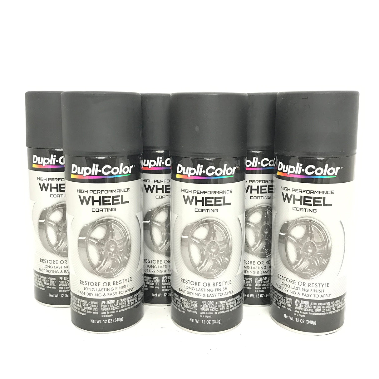Duplicolor HWP104 - 6 Pack Wheel Coating Spray Paint Satin Black - 12 oz