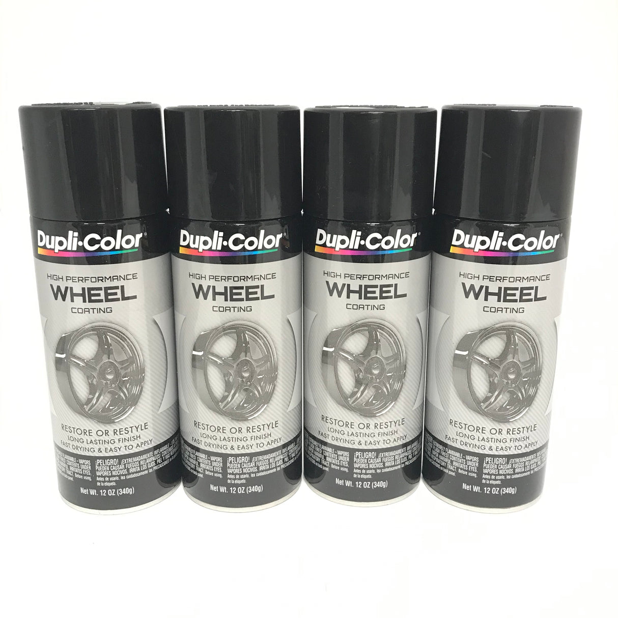Duplicolor HWP108 - 4 Pack Wheel Coating Spray Paint Gloss Black - 12 oz