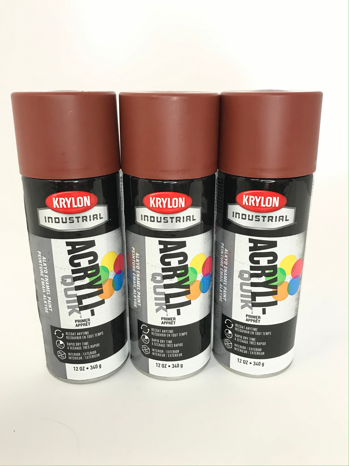 Krylon K01317A07-3 PACK Acryli-Quik RUDDY BROWN Primer - Alkyd Enamel - 12 oz