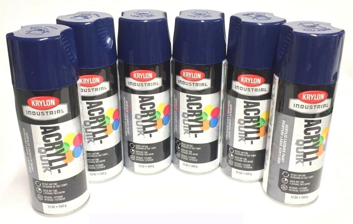 Krylon K01901A07-6 PACK Acryli-Quik REGAL BLUE Acrylic Lacquer Paint - Recoat - Interior - Exterior - 12 oz