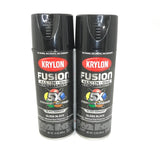 KRYLON 2702-2 PACK GLOSS BLACK All-In-One Fusion Paint & Primer - No Peel - 12 oz Aerosol