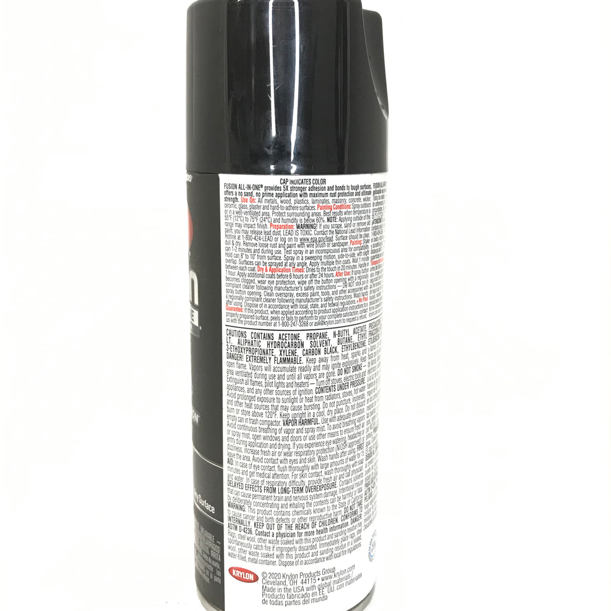 KRYLON 2702-4 PACK GLOSS BLACK All-In-One Fusion Paint & Primer - No Peel - 12 oz Aerosol