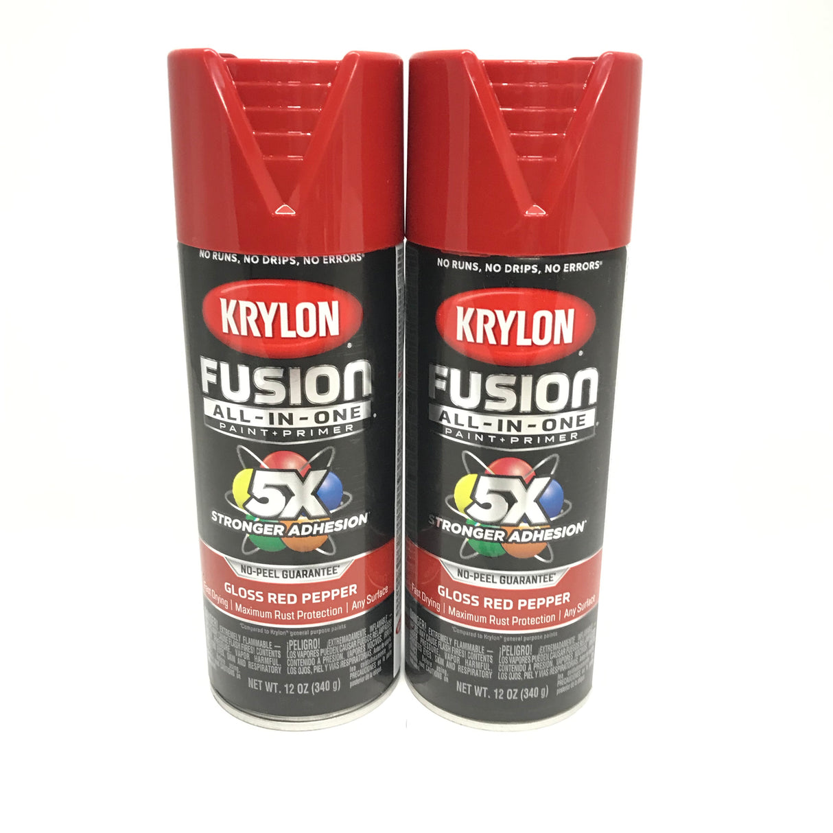 KRYLON 2720-2 PACK Gloss Red Pepper All-In-One Fusion Paint & Primer - No-Peel - 12 oz Aerosol