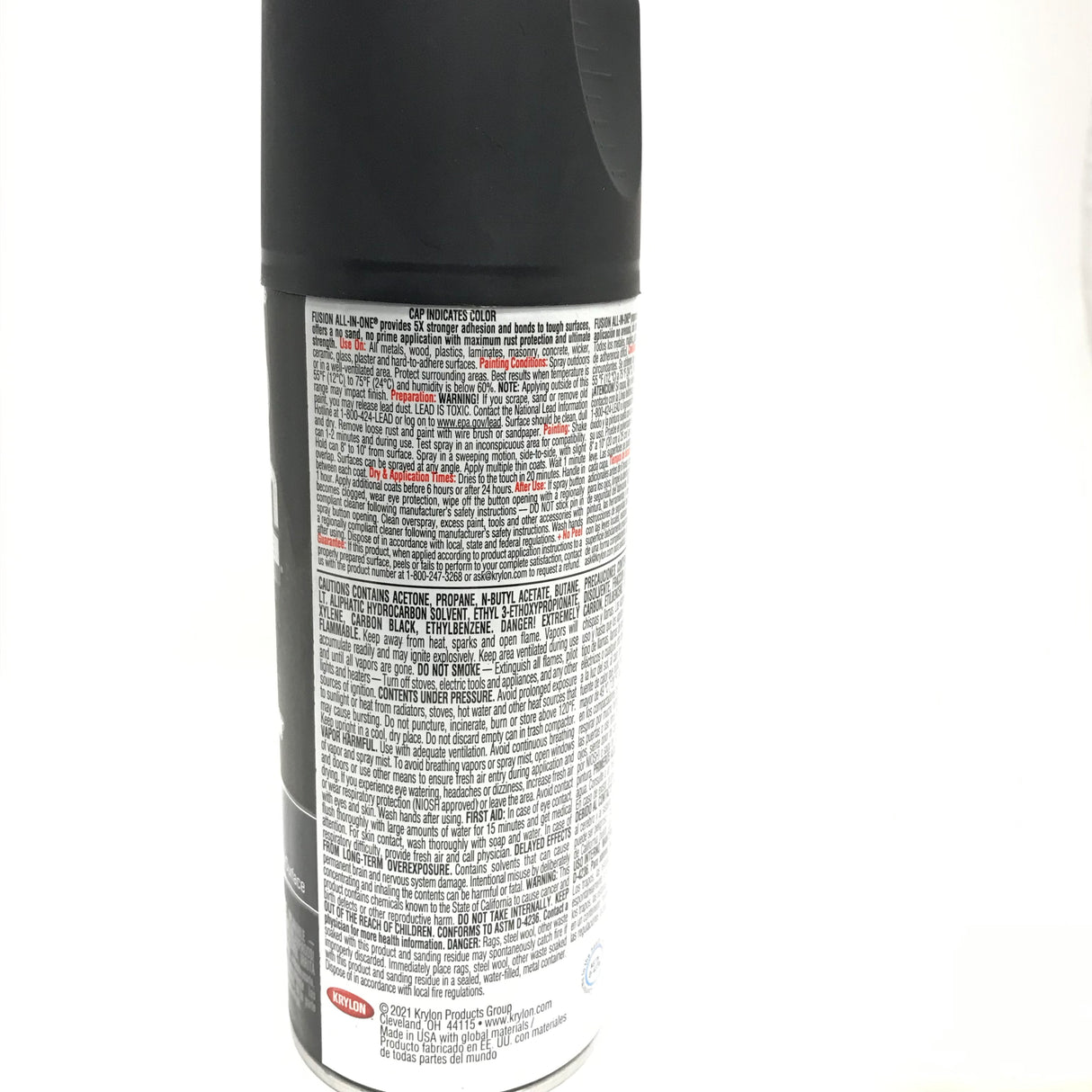 KRYLON 2728-6 PACK FLAT BLACK All-In-One Fusion Paint & Primer - No-Peel - 12 oz Aerosol