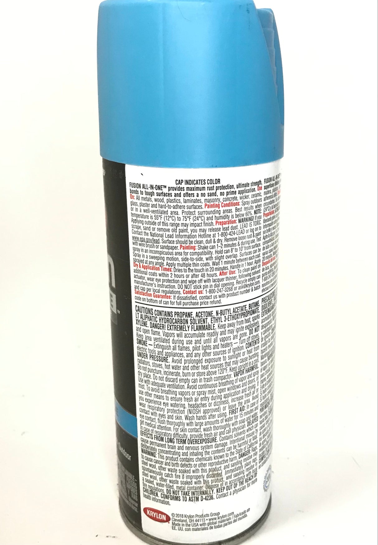 KRYLON 2741-2 PACK SATIN LAGOON BLUE All-In-One Fusion Paint & Primer - No-Peel - 12 oz Aerosol