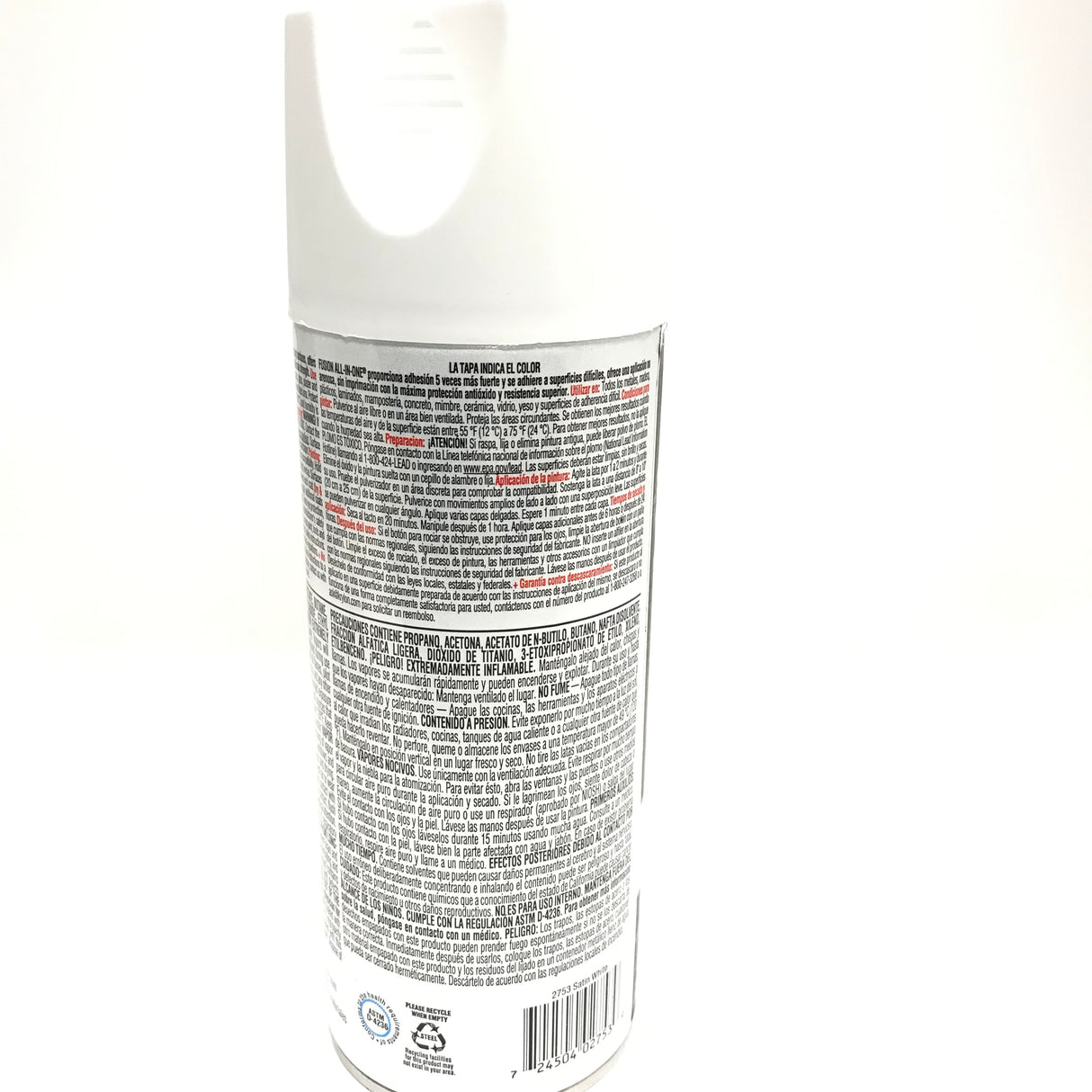 KRYLON 2753-4 PACK SATIN WHITE All-In-One Fusion Paint & Primer - No-Peel - 12 oz Aerosol