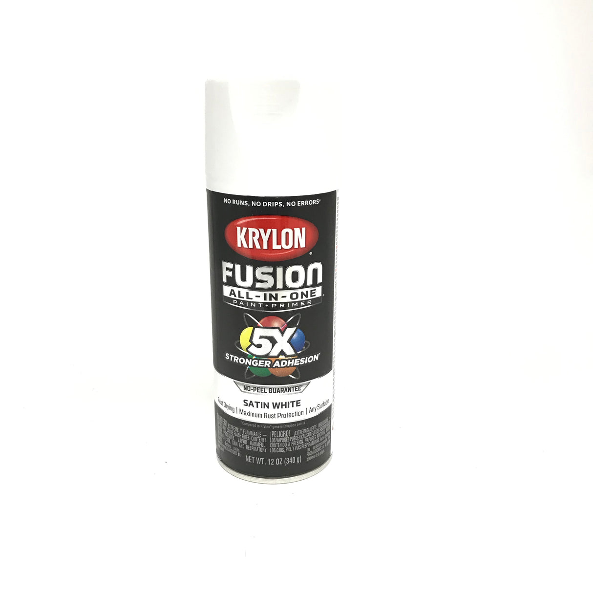 KRYLON 2753 SATIN WHITE All-In-One Fusion Paint & Primer - No-Peel - 12 oz Aerosol