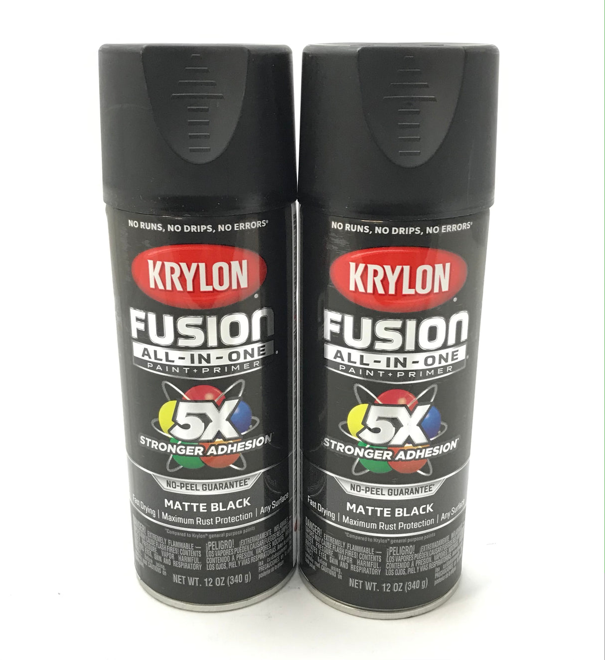 KRYLON 2754-2 PACK MATTE BLACK All-In-One Fusion Paint & Primer - No-Peel - 12 oz Aerosol
