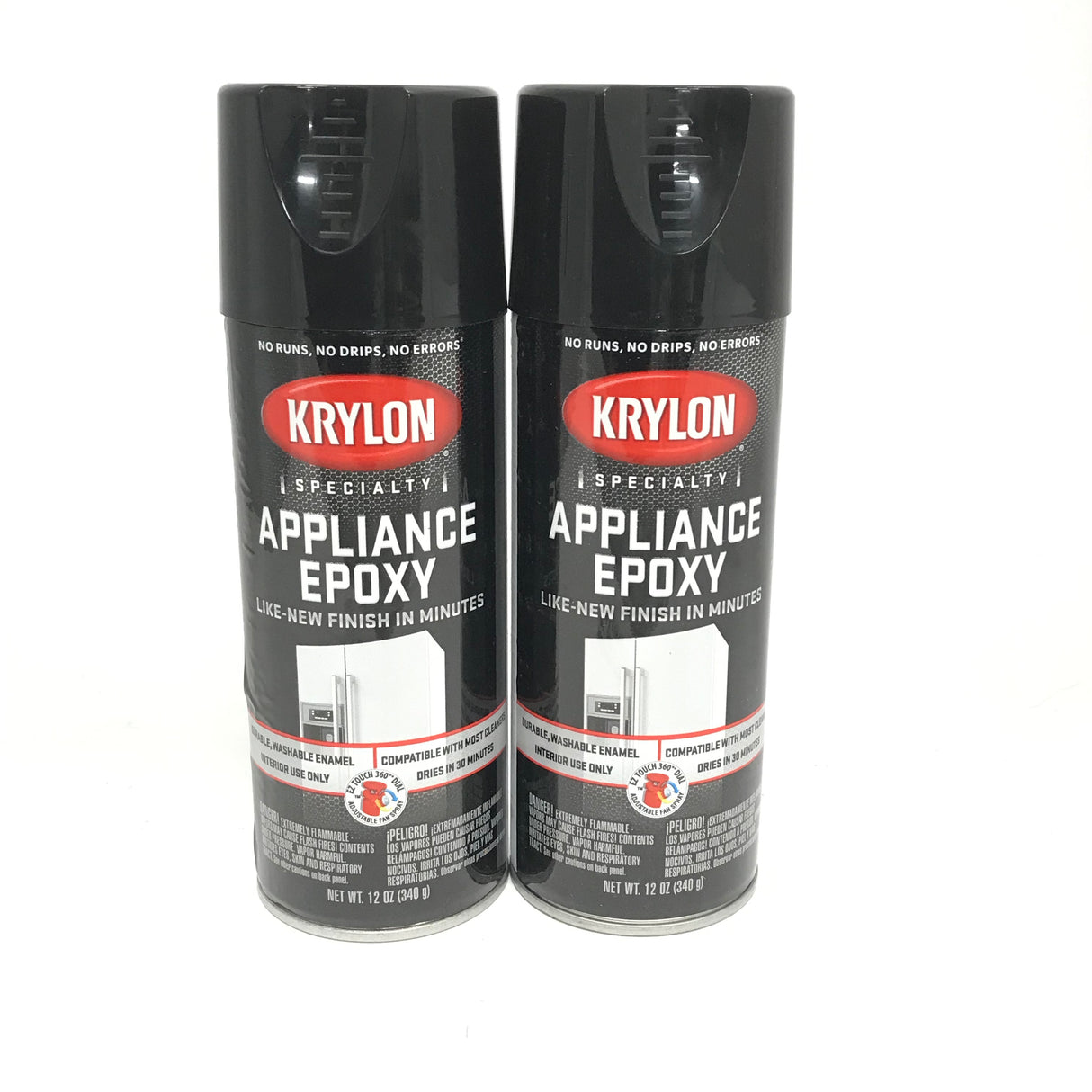 KRYLON 3206-2 PACK BLACK Specialty Appliance Epoxy - Durable, Washable Enamel. Fast Drying - 12 oz Aerosol