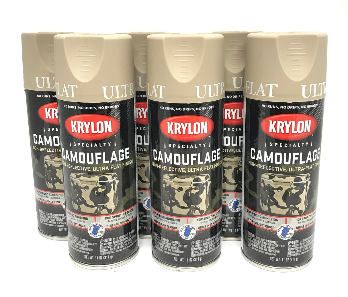 KRYLON 4291-6 PACK KHAKI Camouflage Non-Reflective Ultra-Flat Finish Spray  Paint- 11 oz Aerosol