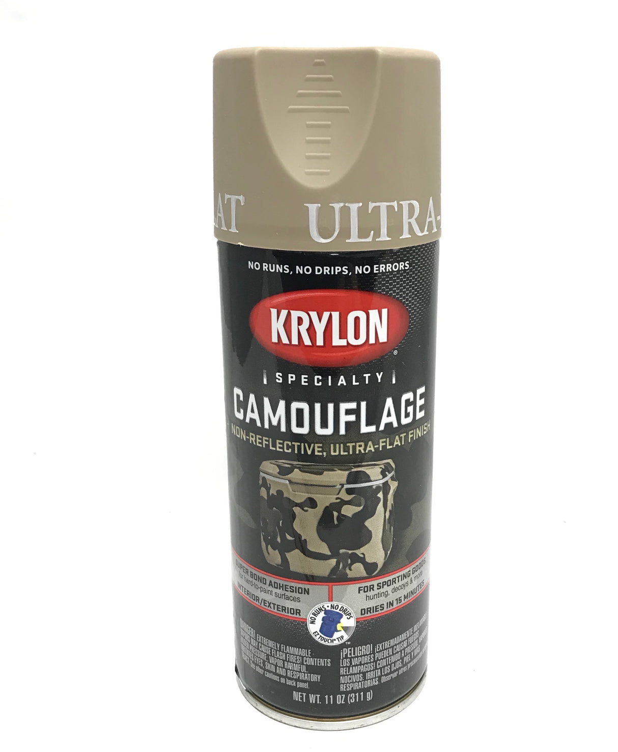 KRYLON 4291 KHAKI Camouflage Non-Reflective Ultra-Flat Finish Spray Paint-  11 oz Aerosol