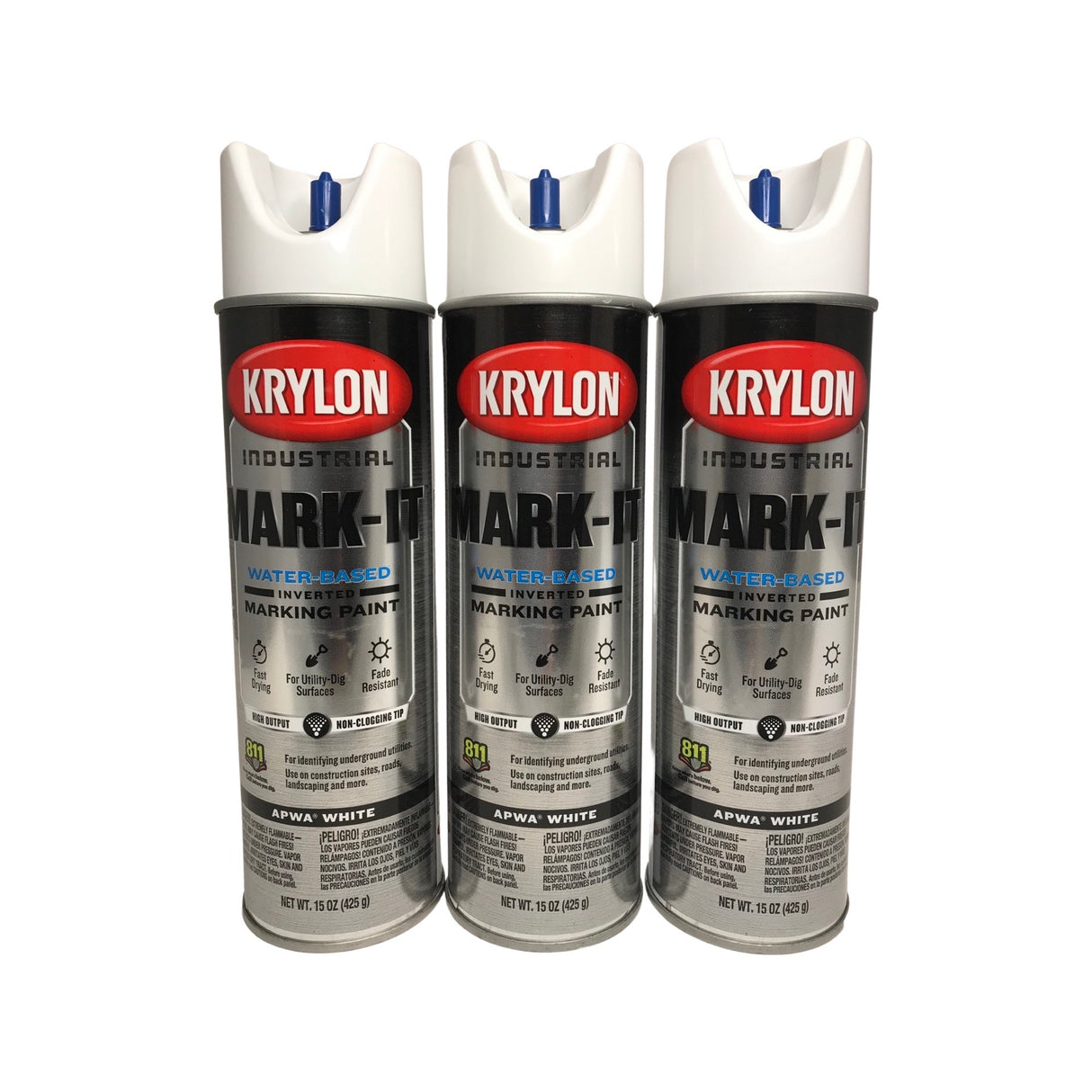 Krylon 731608 - 3 PACK Mark-It WB Inverted Marking Paint -APWA Brilliant White