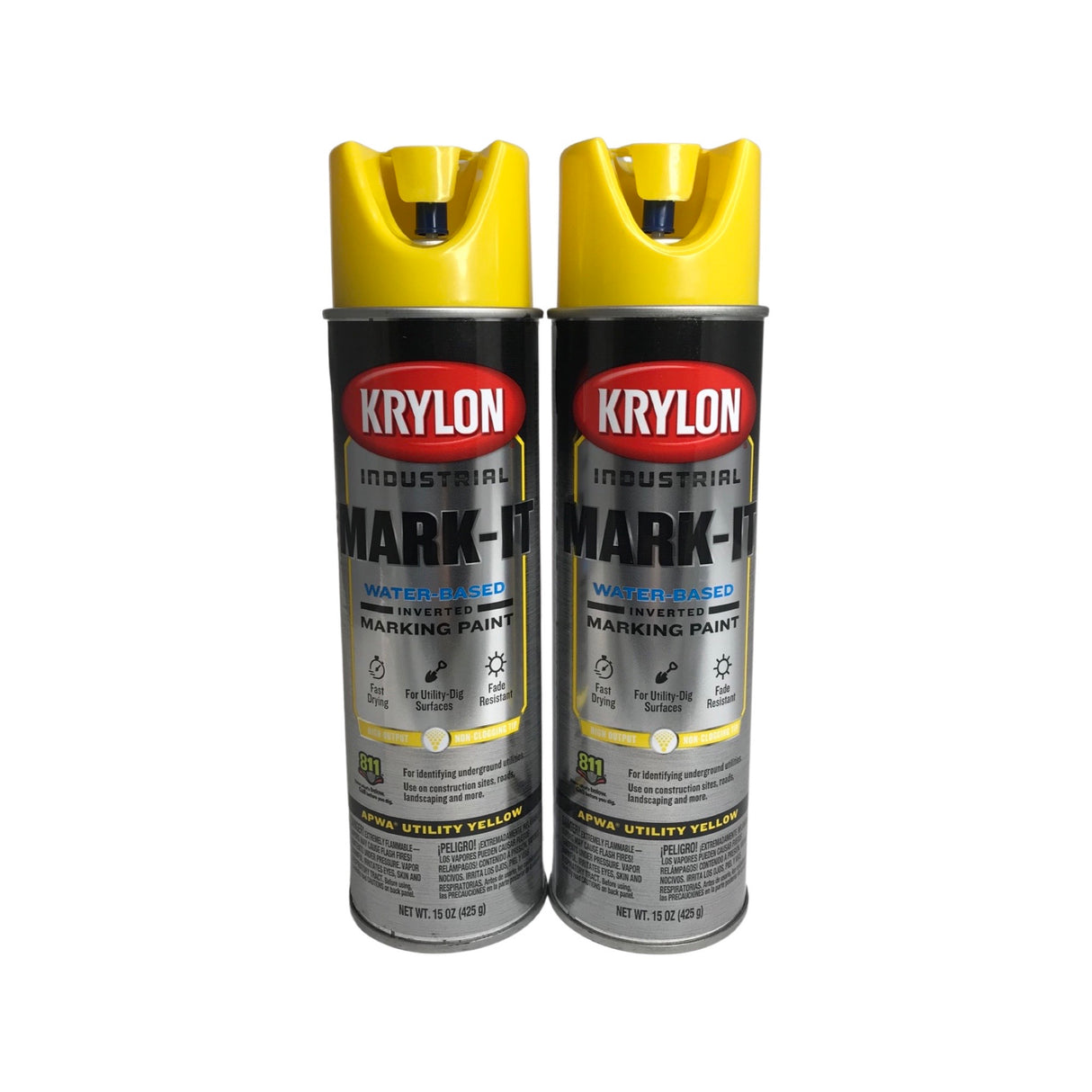 Krylon 731708 - 2 PACK Mark-It WB Inverted Marking Paint - APWA Utility Yellow