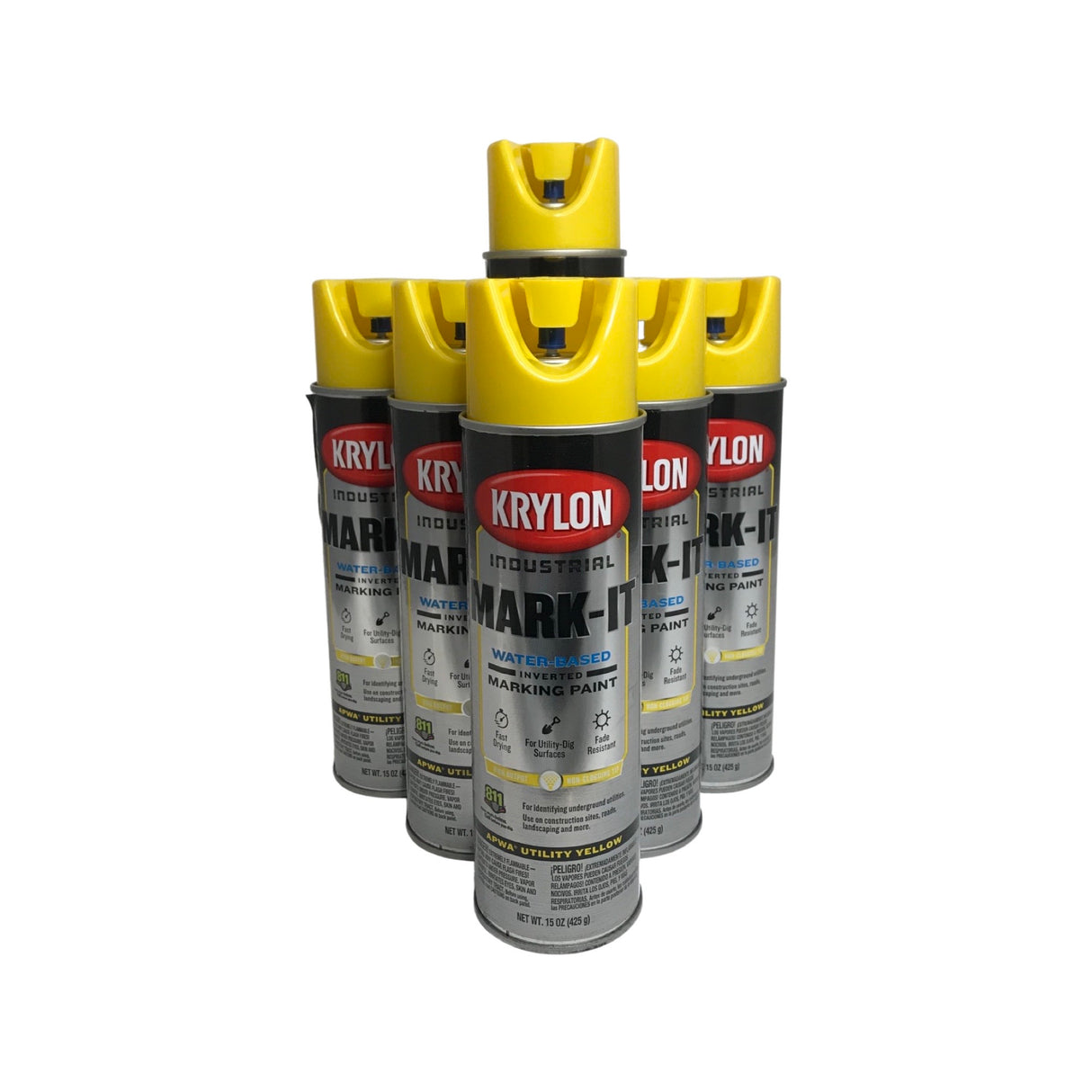 Krylon 731708 - 6 PACK Mark-It WB Inverted Marking Paint - APWA Utility Yellow