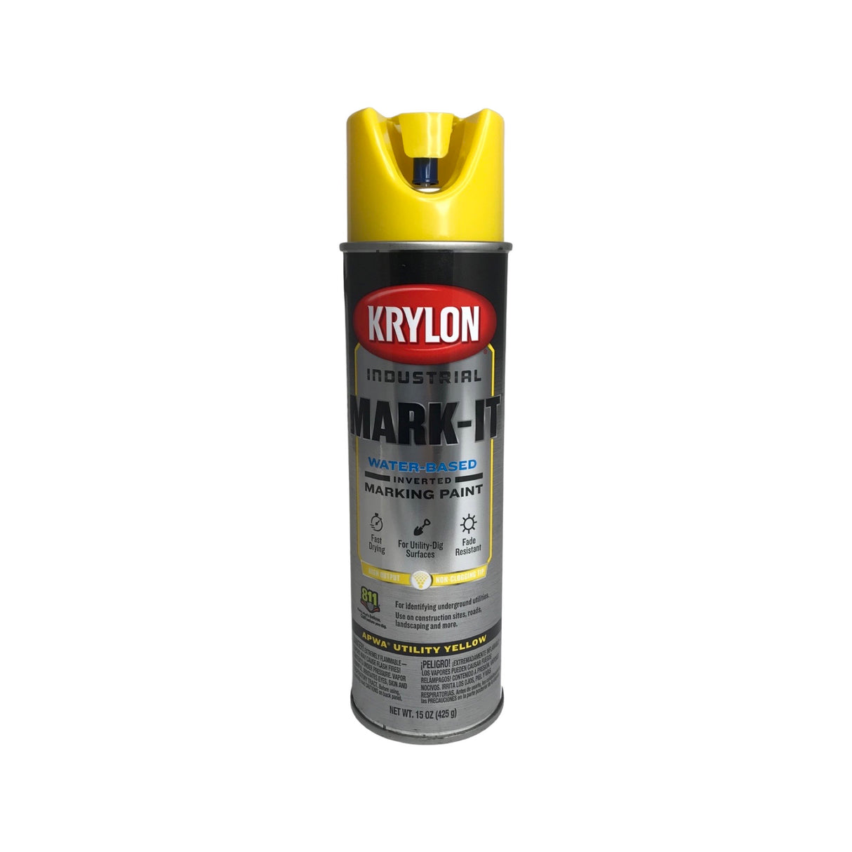 Krylon 731708 Industrial Mark-It WB Inverted Marking Paint - APWA Utility Yellow