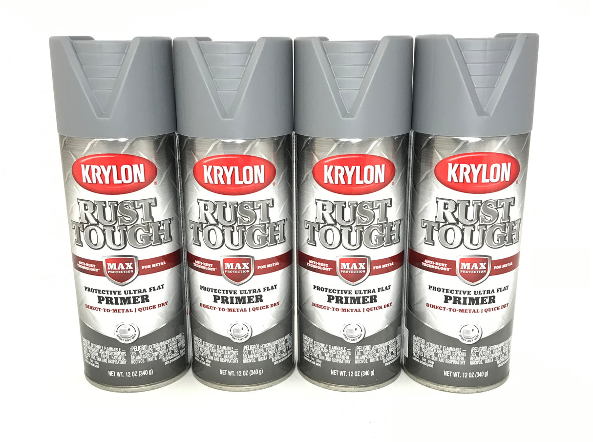 KRYLON RTA9205-4 PACK  Rust Tough GRAY Primer - Max Protection - Quick Dry - 12 oz