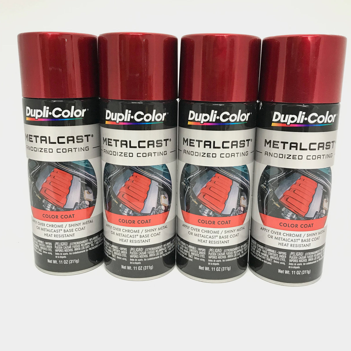 Duplicolor MC200-4 PACK MetalCast RED Anodized Heat Resistant Coat -11oz Aerosol