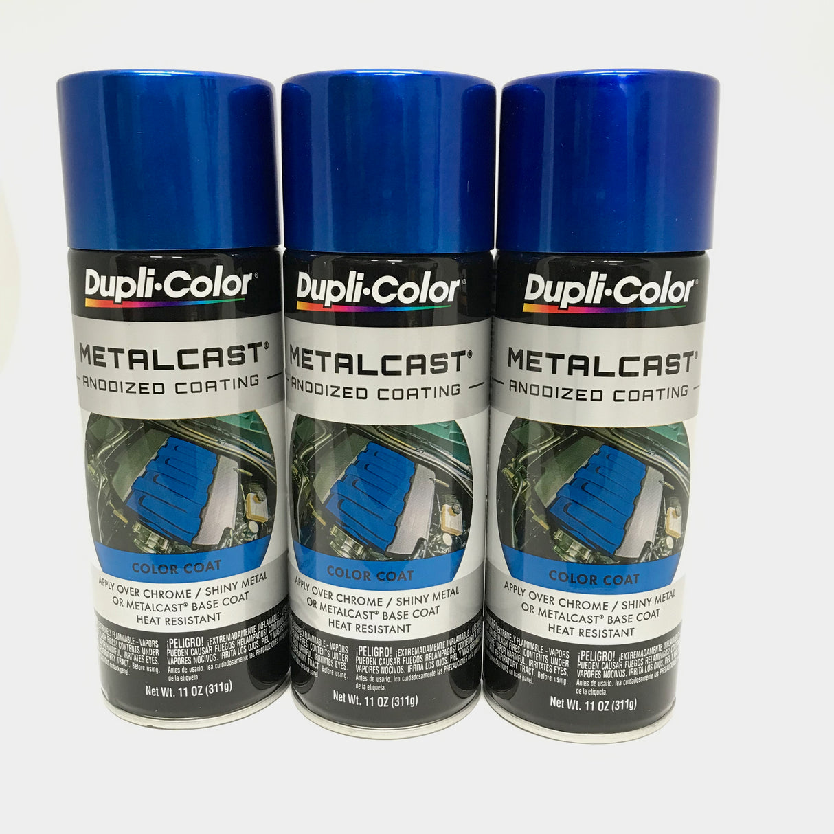 Duplicolor MC201-3 PACK MetalCast BLUE Anodized Heat Resistant Coat - 11 oz Aerosol Paint