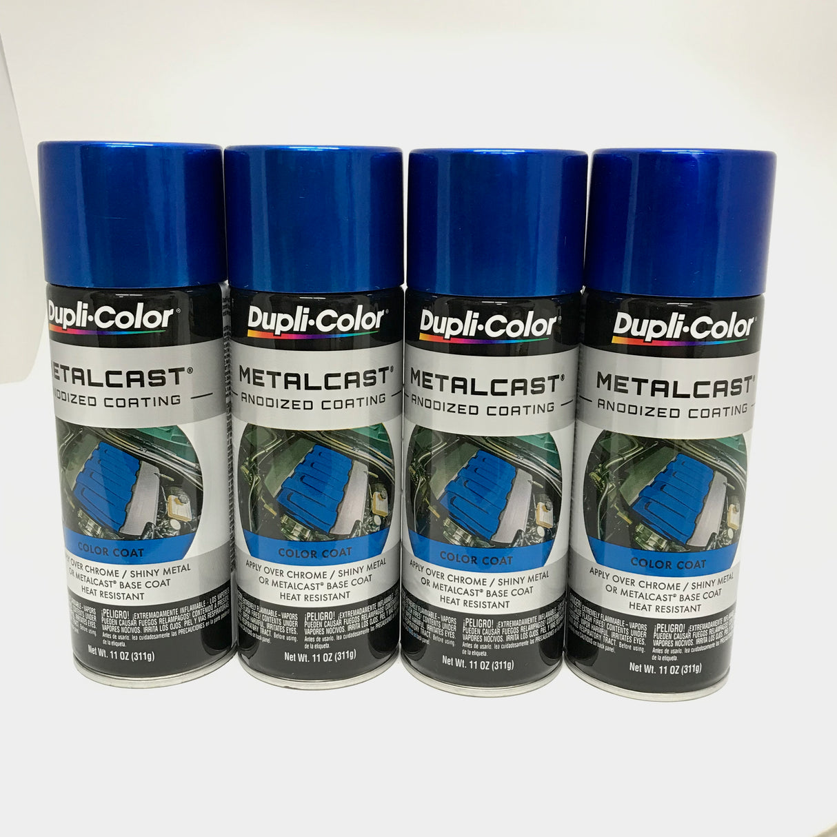 Duplicolor MC201-4 PACK MetalCast BLUE Anodized Heat Resistant Coat - 11 oz Aerosol Paint
