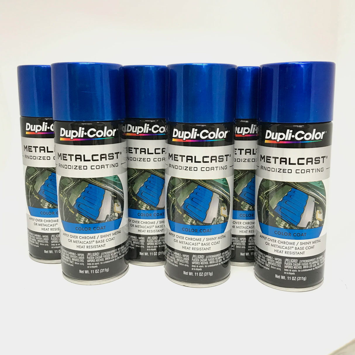 Duplicolor MC201-6 PACK MetalCast BLUE Anodized Heat Resistant Coat - 11 oz Aerosol Paint