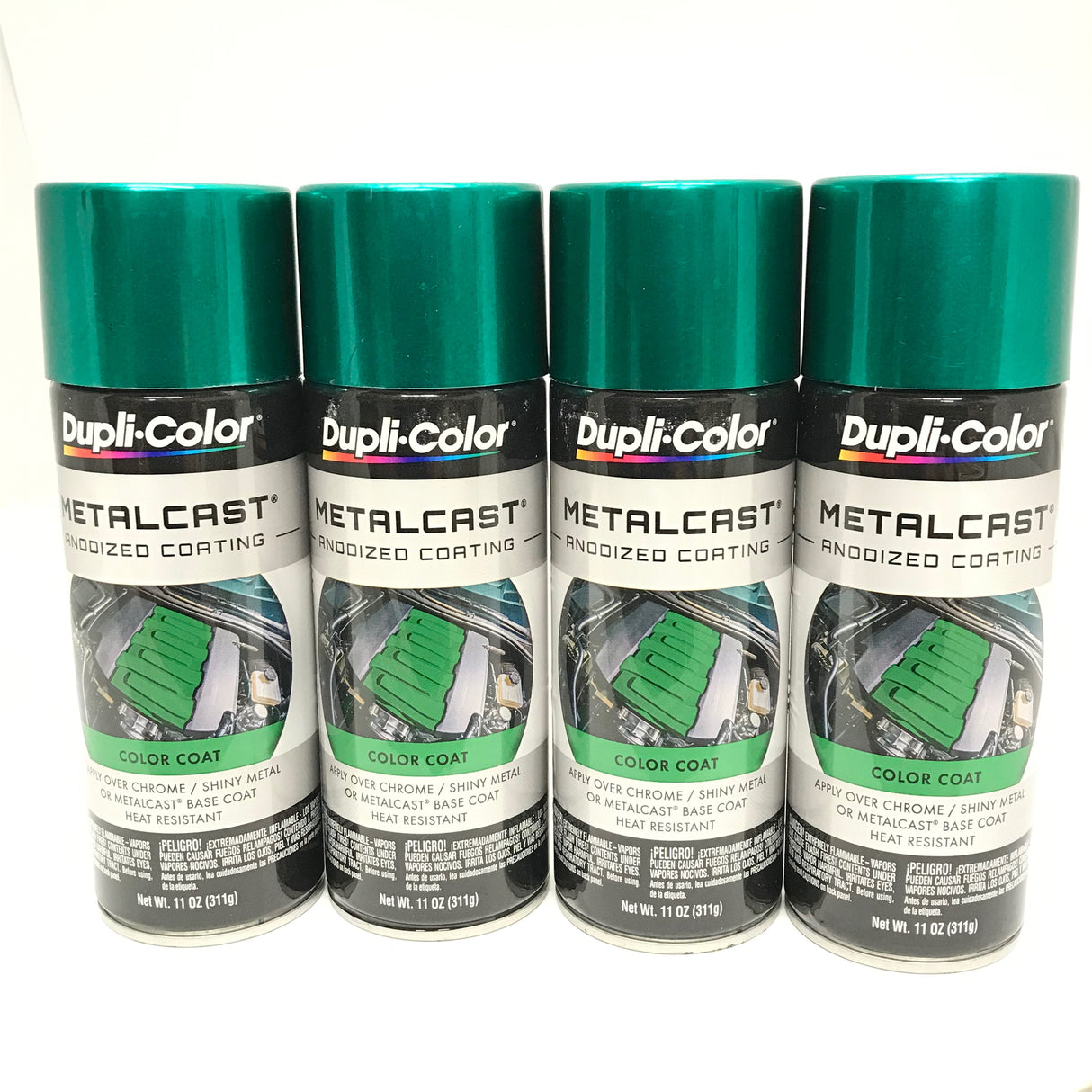 Duplicolor MC203-4 PACK MetalCast GREEN Anodized Heat Resistant Coat - 11oz