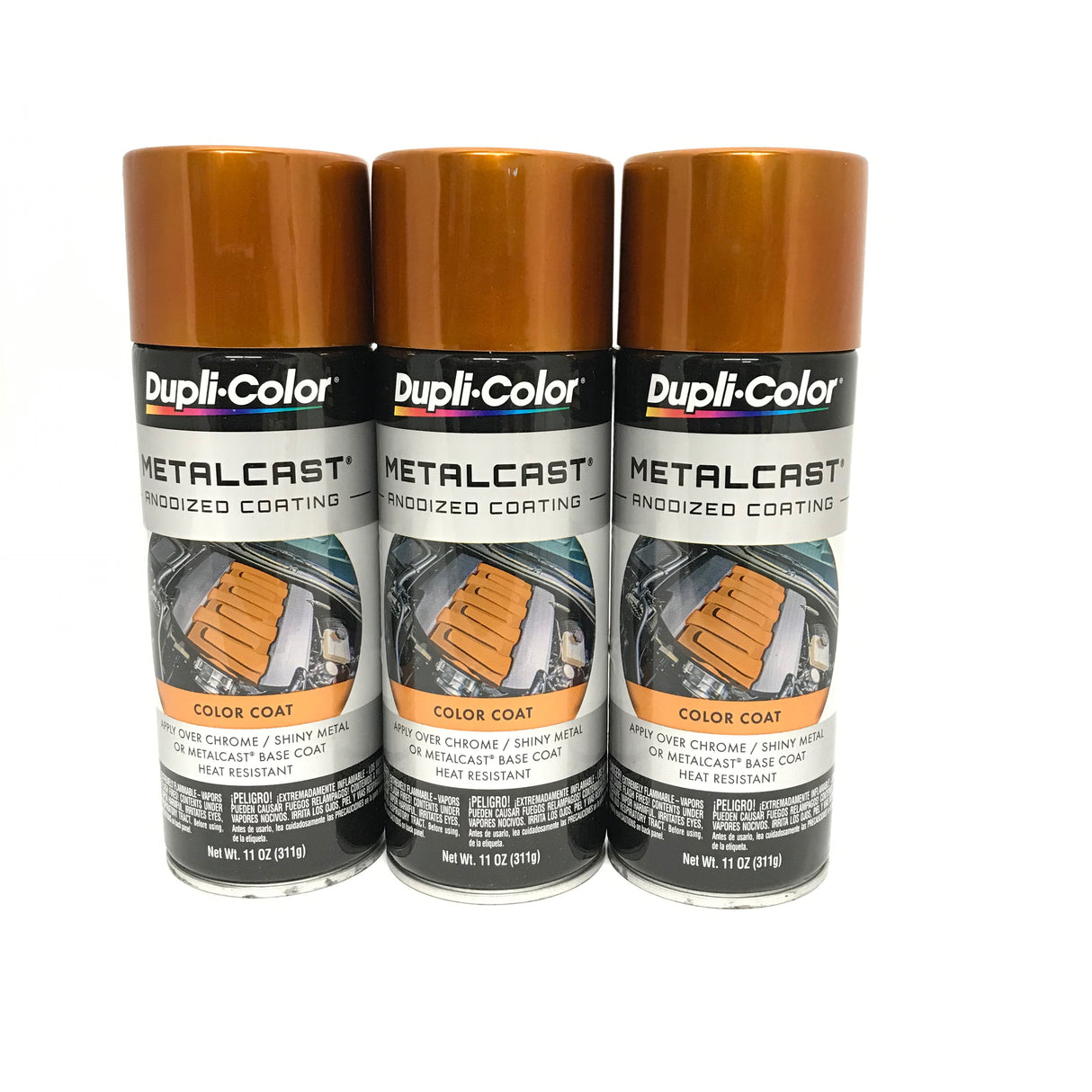Duplicolor MC205 - 3 Pack Metalcast Orange Copper Anodized Automotive Paint - 11 oz